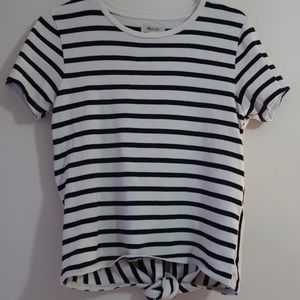 Madewell T Shirt - striped tie back tee - small